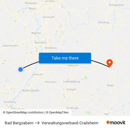 Bad Bergzabern to Verwaltungsverband Crailsheim map