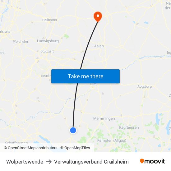 Wolpertswende to Verwaltungsverband Crailsheim map