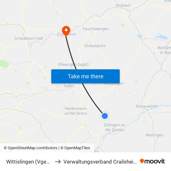 Wittislingen (Vgem) to Verwaltungsverband Crailsheim map