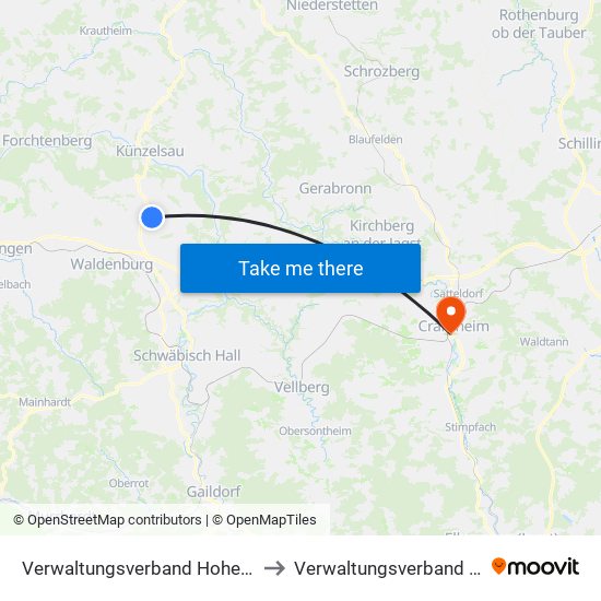 Verwaltungsverband Hohenloher Ebene to Verwaltungsverband Crailsheim map