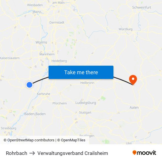 Rohrbach to Verwaltungsverband Crailsheim map