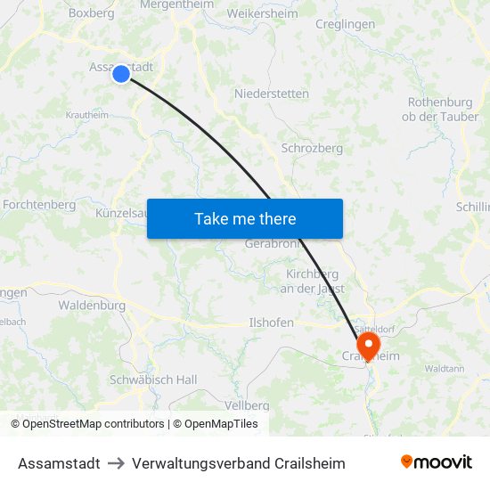 Assamstadt to Verwaltungsverband Crailsheim map