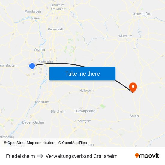 Friedelsheim to Verwaltungsverband Crailsheim map