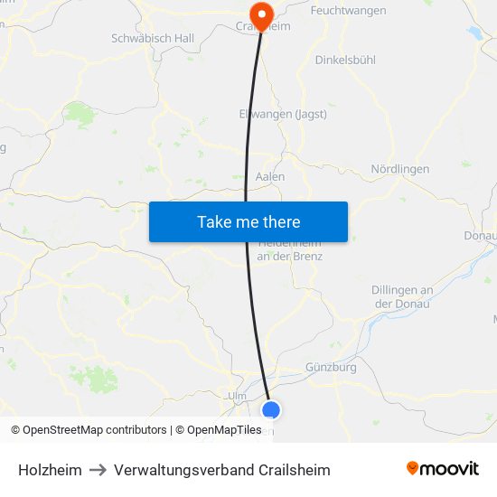 Holzheim to Verwaltungsverband Crailsheim map