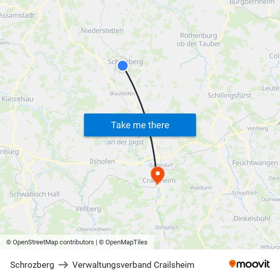 Schrozberg to Verwaltungsverband Crailsheim map