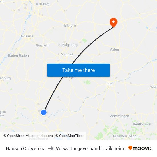 Hausen Ob Verena to Verwaltungsverband Crailsheim map