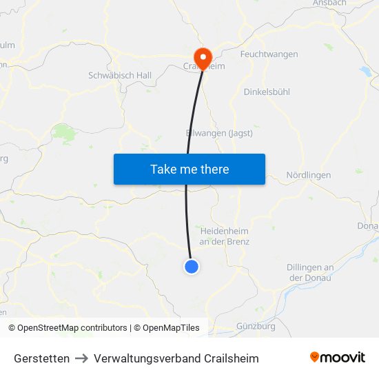 Gerstetten to Verwaltungsverband Crailsheim map