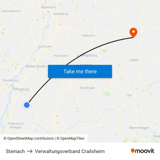 Steinach to Verwaltungsverband Crailsheim map