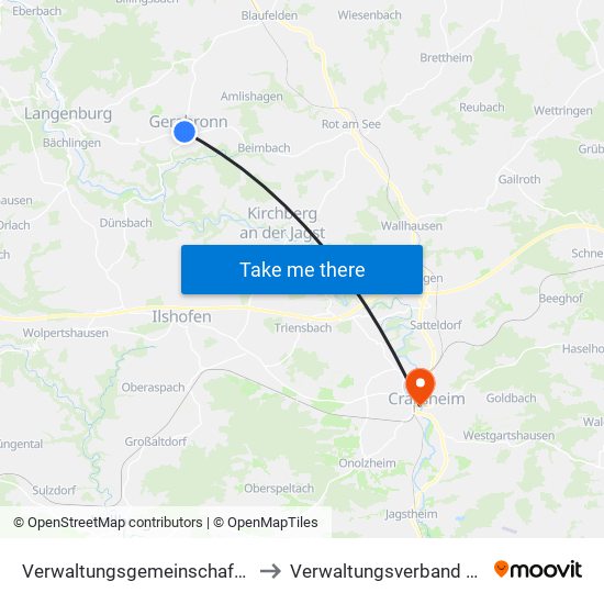Verwaltungsgemeinschaft Gerabronn to Verwaltungsverband Crailsheim map