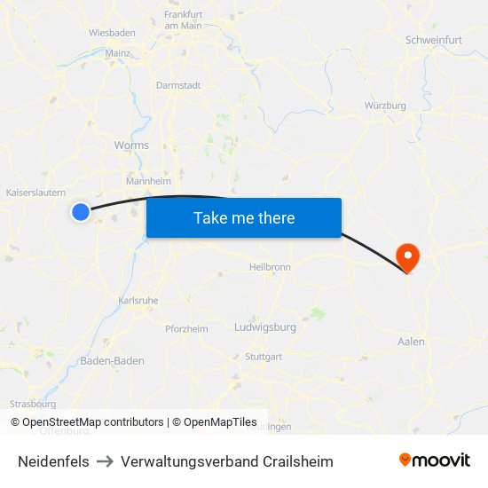 Neidenfels to Verwaltungsverband Crailsheim map