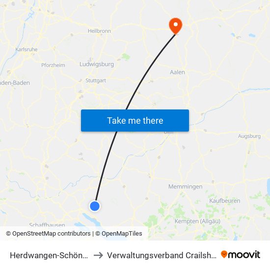 Herdwangen-Schönach to Verwaltungsverband Crailsheim map