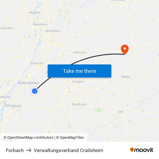 Forbach to Verwaltungsverband Crailsheim map