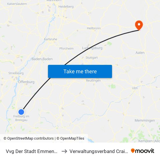 Vvg Der Stadt Emmendingen to Verwaltungsverband Crailsheim map