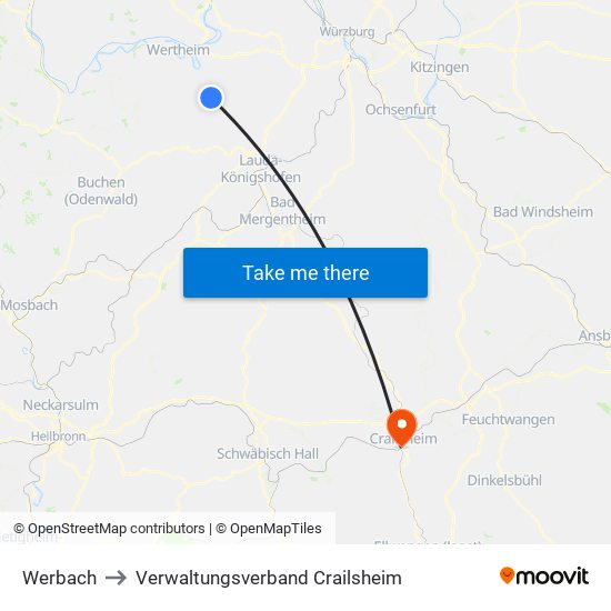 Werbach to Verwaltungsverband Crailsheim map