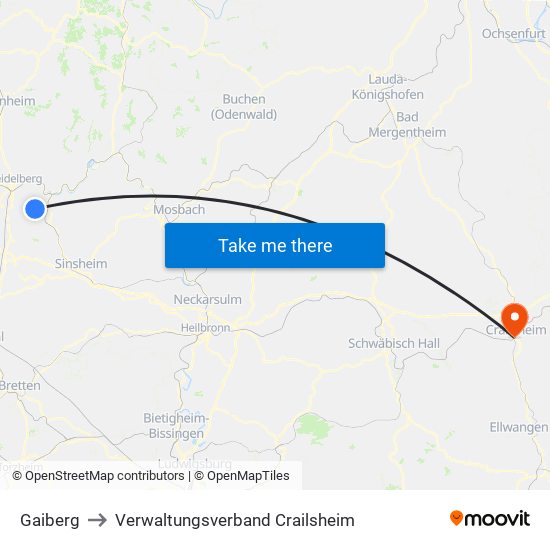 Gaiberg to Verwaltungsverband Crailsheim map