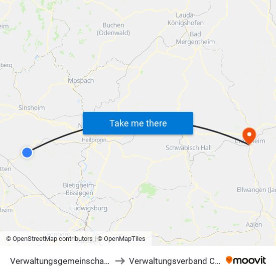 Verwaltungsgemeinschaft Sulzfeld to Verwaltungsverband Crailsheim map