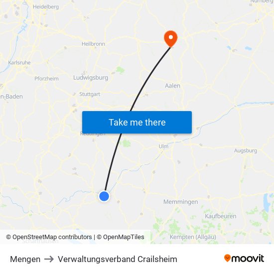 Mengen to Verwaltungsverband Crailsheim map