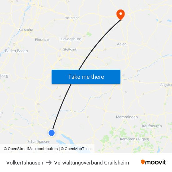 Volkertshausen to Verwaltungsverband Crailsheim map