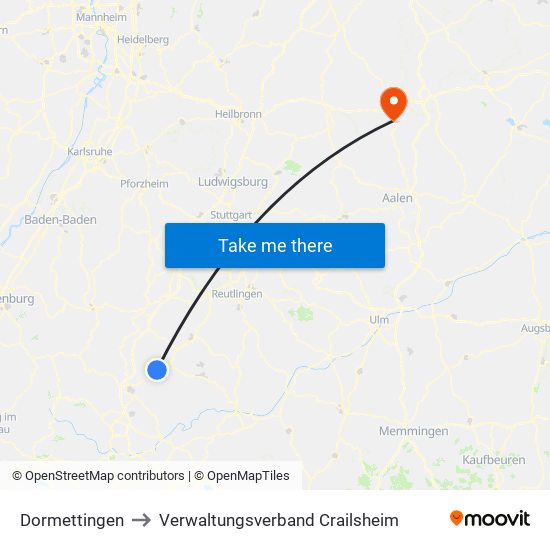 Dormettingen to Verwaltungsverband Crailsheim map