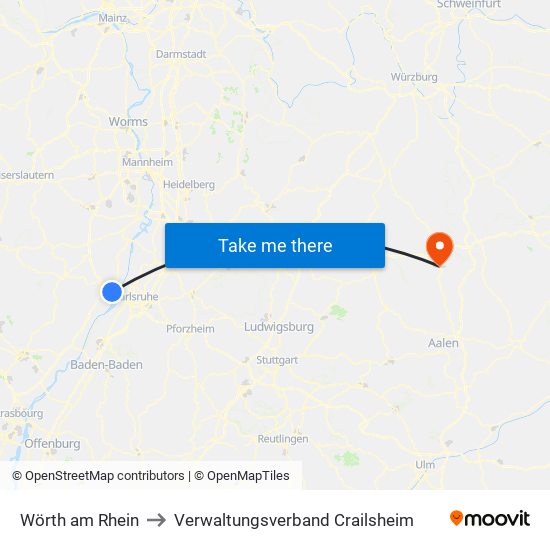 Wörth am Rhein to Verwaltungsverband Crailsheim map