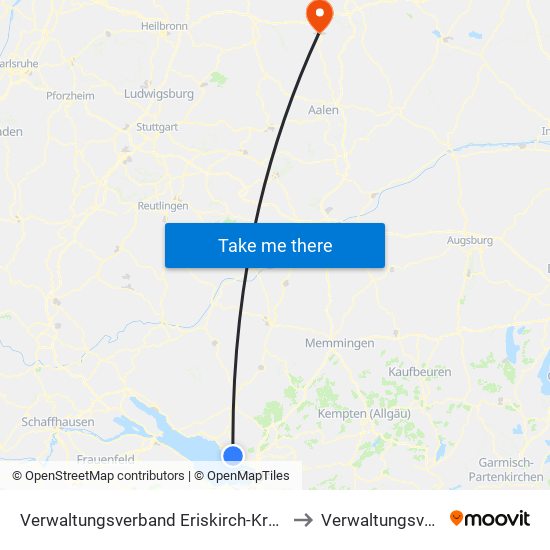 Verwaltungsverband Eriskirch-Kressbronn am Bodensee-Langenargen to Verwaltungsverband Crailsheim map