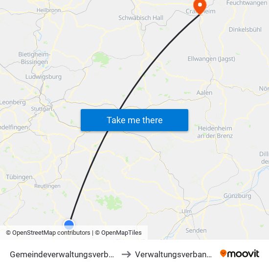 Gemeindeverwaltungsverband Engstingen to Verwaltungsverband Crailsheim map