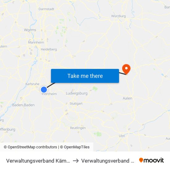 Verwaltungsverband Kämpfelbachtal to Verwaltungsverband Crailsheim map
