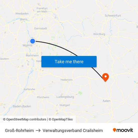 Groß-Rohrheim to Verwaltungsverband Crailsheim map