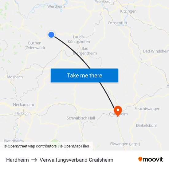 Hardheim to Verwaltungsverband Crailsheim map