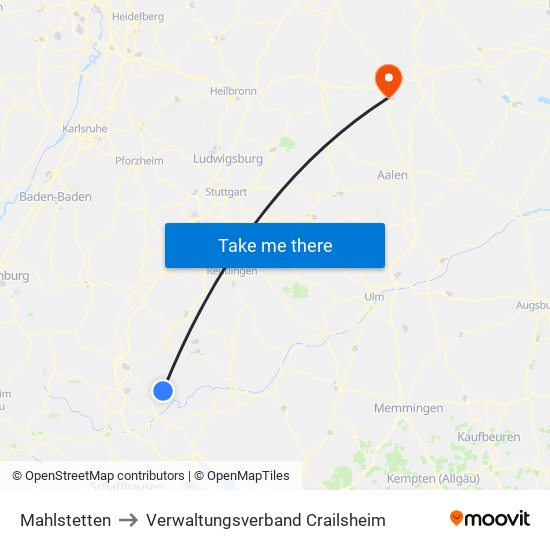 Mahlstetten to Verwaltungsverband Crailsheim map