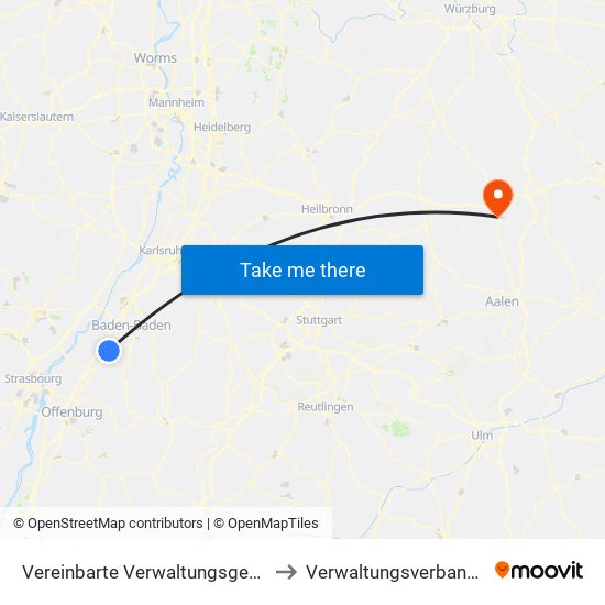 Vereinbarte Verwaltungsgemeinschaft Bühl to Verwaltungsverband Crailsheim map