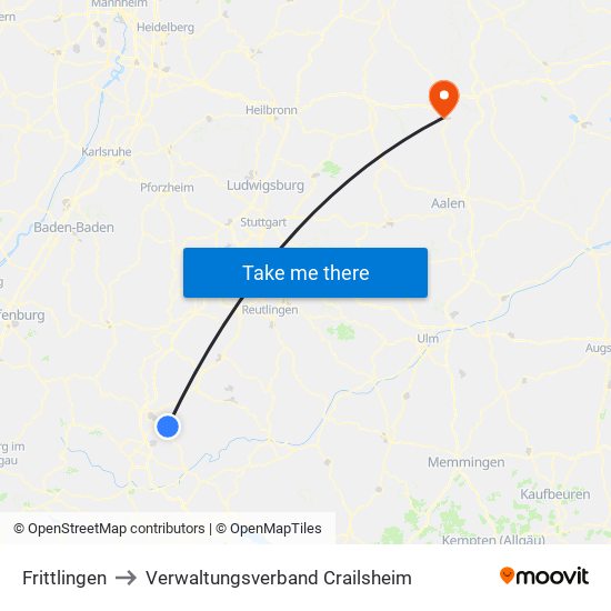 Frittlingen to Verwaltungsverband Crailsheim map