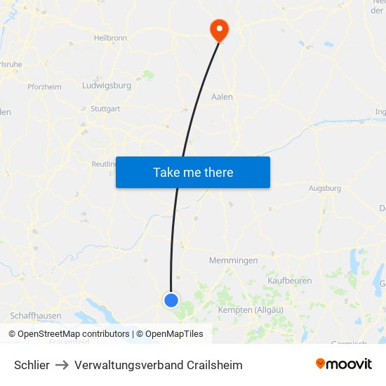 Schlier to Verwaltungsverband Crailsheim map