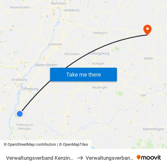 Verwaltungsverband Kenzingen-Herbolzheim to Verwaltungsverband Crailsheim map