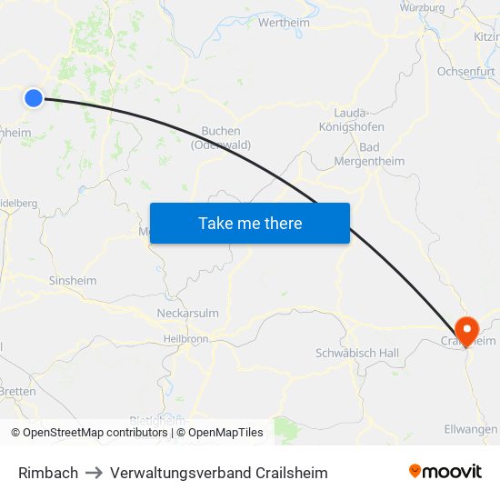 Rimbach to Verwaltungsverband Crailsheim map