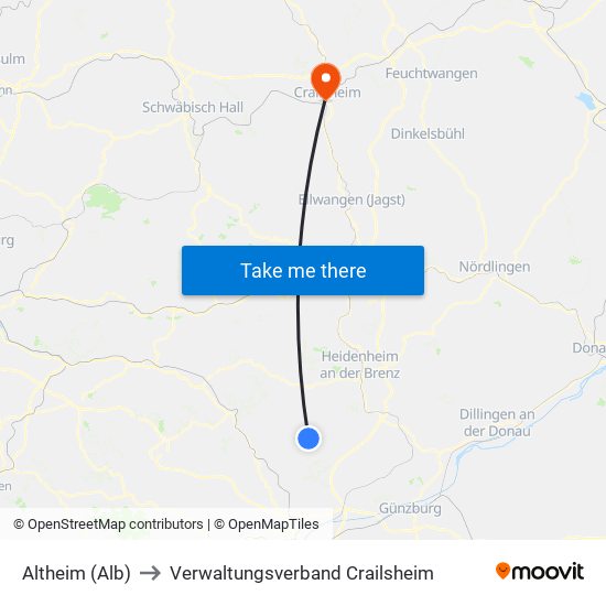 Altheim (Alb) to Verwaltungsverband Crailsheim map