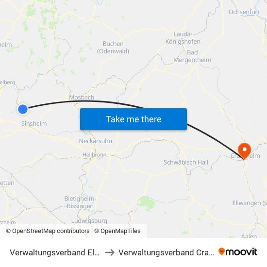 Verwaltungsverband Elsenztal to Verwaltungsverband Crailsheim map