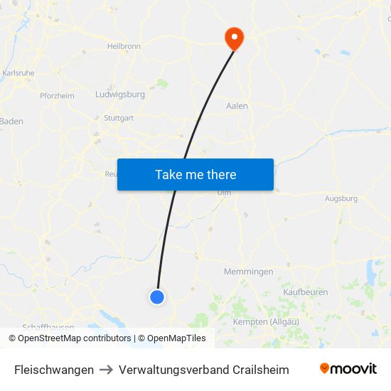 Fleischwangen to Verwaltungsverband Crailsheim map