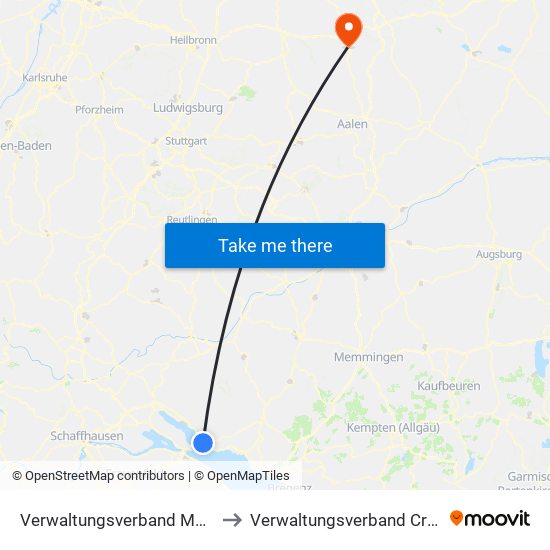 Verwaltungsverband Meersburg to Verwaltungsverband Crailsheim map