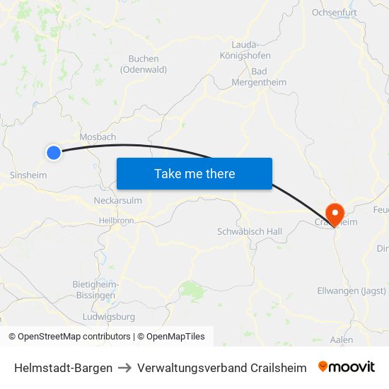 Helmstadt-Bargen to Verwaltungsverband Crailsheim map