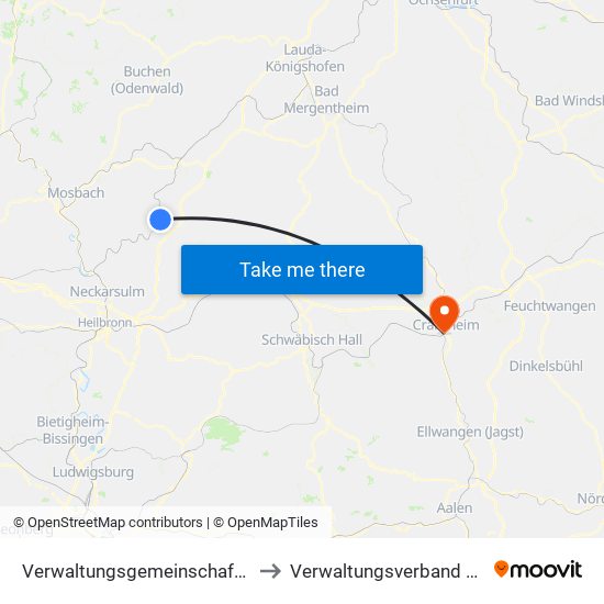 Verwaltungsgemeinschaft Möckmühl to Verwaltungsverband Crailsheim map