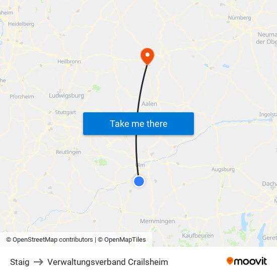 Staig to Verwaltungsverband Crailsheim map