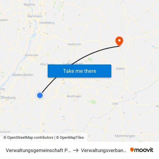 Verwaltungsgemeinschaft Pfalzgrafenweiler to Verwaltungsverband Crailsheim map