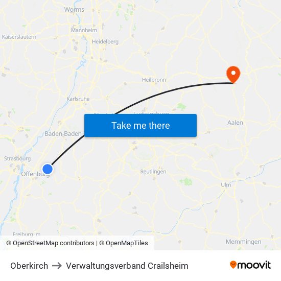 Oberkirch to Verwaltungsverband Crailsheim map