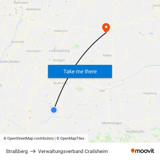 Straßberg to Verwaltungsverband Crailsheim map