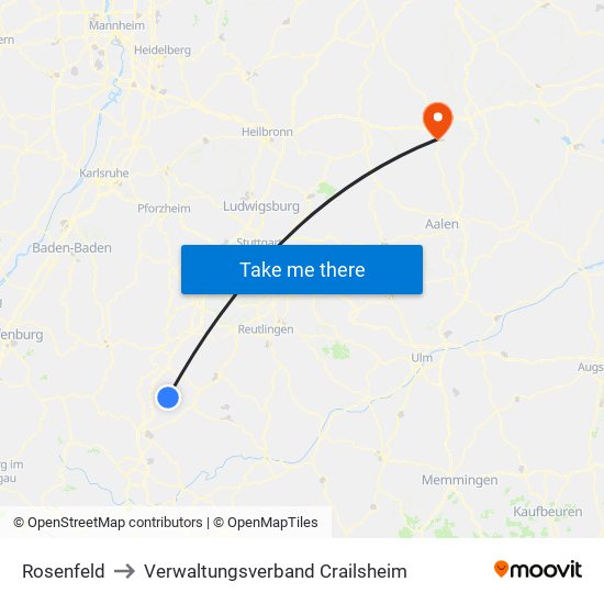 Rosenfeld to Verwaltungsverband Crailsheim map