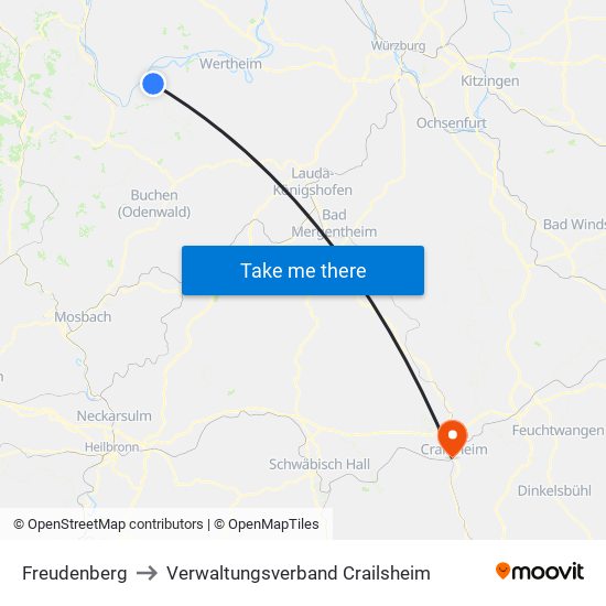 Freudenberg to Verwaltungsverband Crailsheim map