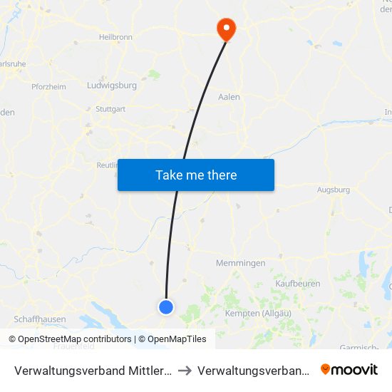 Verwaltungsverband Mittleres Schussental to Verwaltungsverband Crailsheim map