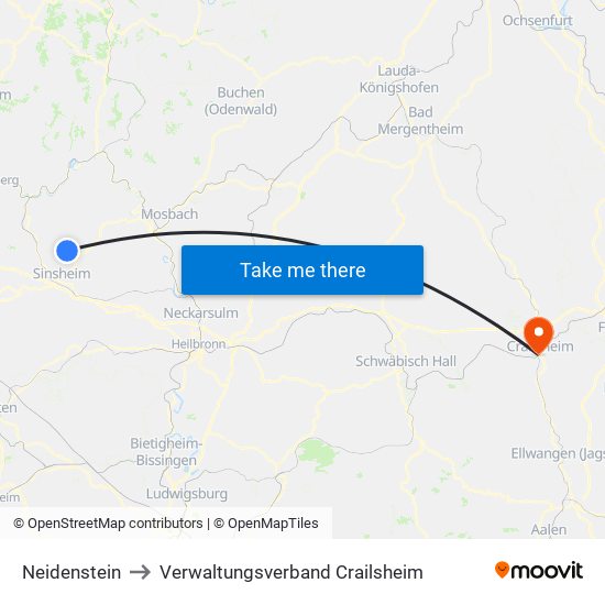Neidenstein to Verwaltungsverband Crailsheim map