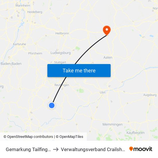 Gemarkung Tailfingen to Verwaltungsverband Crailsheim map